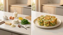 Anelli di crêpes ricotta e spinaci gratinati: l’antipasto ordinato che fai in anticipo