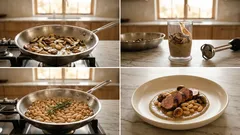 Filetto di maiale con funghi e cannellini: tenero, cremoso e pronto in padella